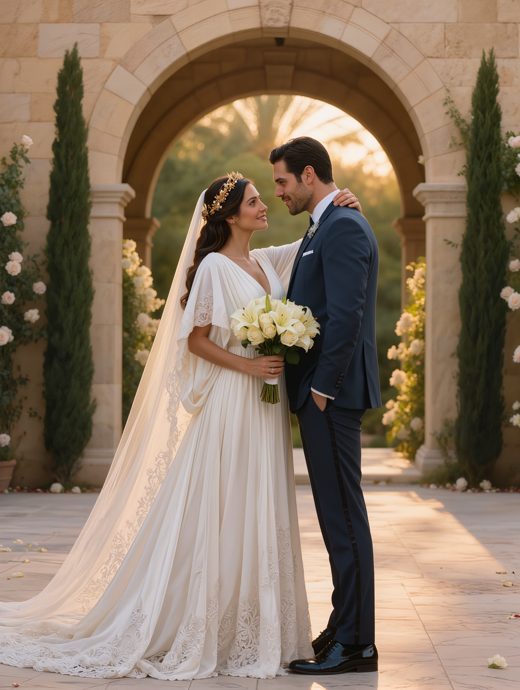 Romantic sunset couple in a cinematic frame